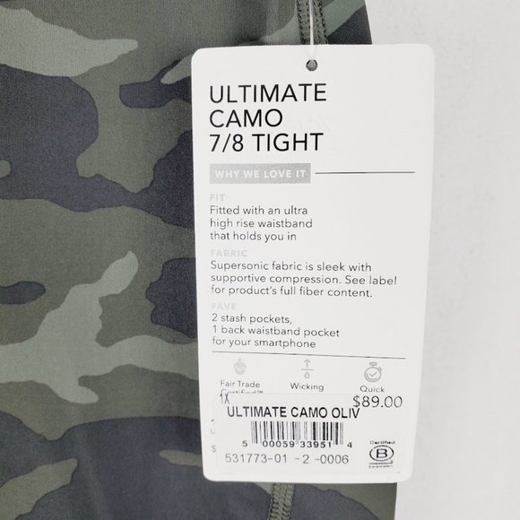 Athleta Ultimate Stash Pocket Camo 7/8 Tight Leggings 1X NWT - Picture 5 of 6